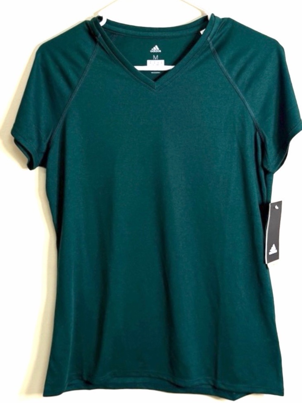 NWT Adidas Women’s Forest Green V-Neck Performance Tee -Size M